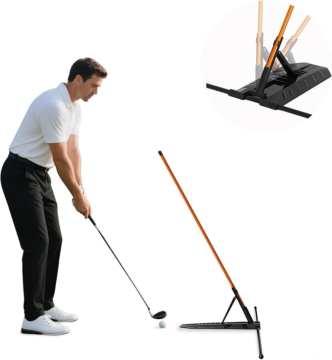 Golf Alignment Stick Holder, Golf Training Aid Teaching Equipment for Aiming, for Putting, Aiming, Full Swing Trainer, Posture Corrector, Golf Swing Trainer with Metal Sticks