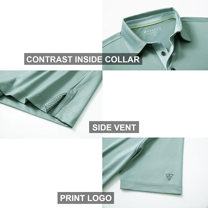 Mens Polo Shirts Short and Long Sleeve Casual Solid Stylish Dry Fit Performance Designed Collared Golf Polo Shirts for Men