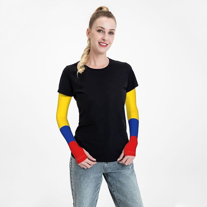 Cute Flag Arm Sleeves Cooling Sun Protection Sports Flag Sleeves for Men Women