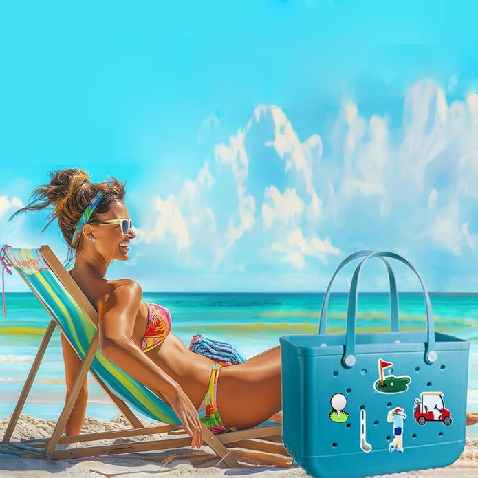 Golf Sport Charms for Bogg Bag - Set of 7 PVC Rubber Inserts, Compatible with Bogg Bag Accessories, Beach Bag Charms Inserts Accessories for Women Girls