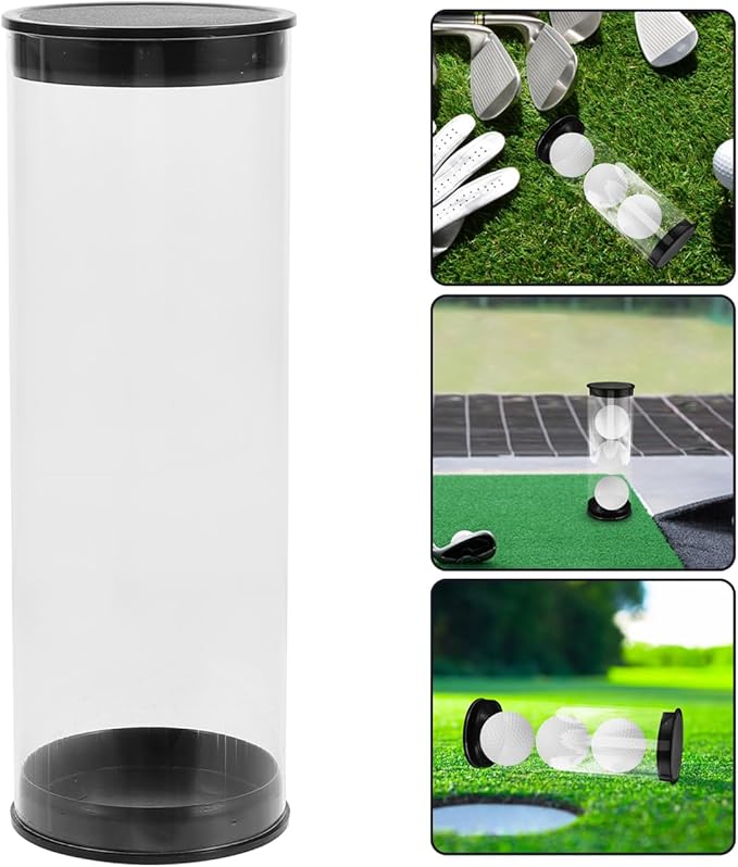 HANABASS 4pcs Transparent Tennis Ball Can Holder Empty Golf Canister Clear Plastic Tennis Tube Small Balls Storage Container for Golf Training Accessories