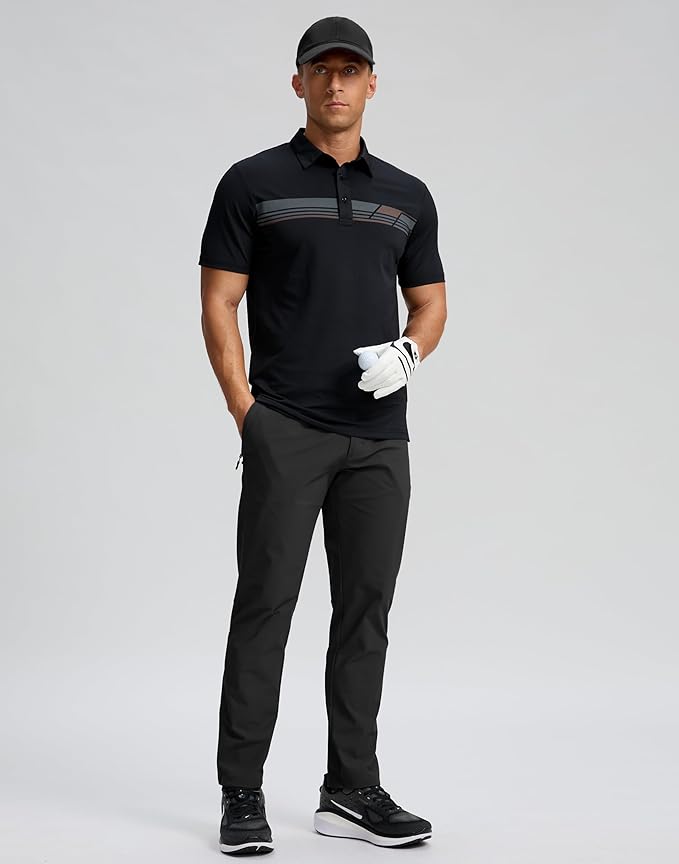 Men's Golf Shirts Dry Fit Moisture Wicking Performance Short Sleeve Collared Polo Shirts for Casual Athletic Business
