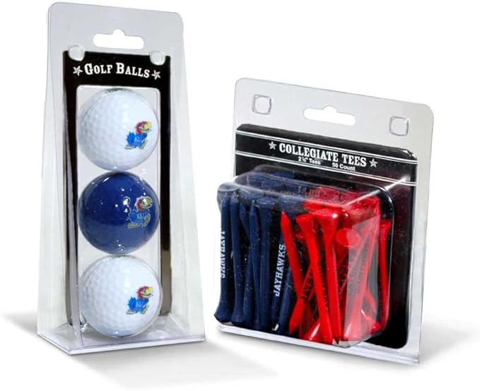 Team Golf NCAA Logo Imprinted Golf Balls (3 Count) & 2-3/4" Regulation Golf Tees (50 Count), Multi Colored
