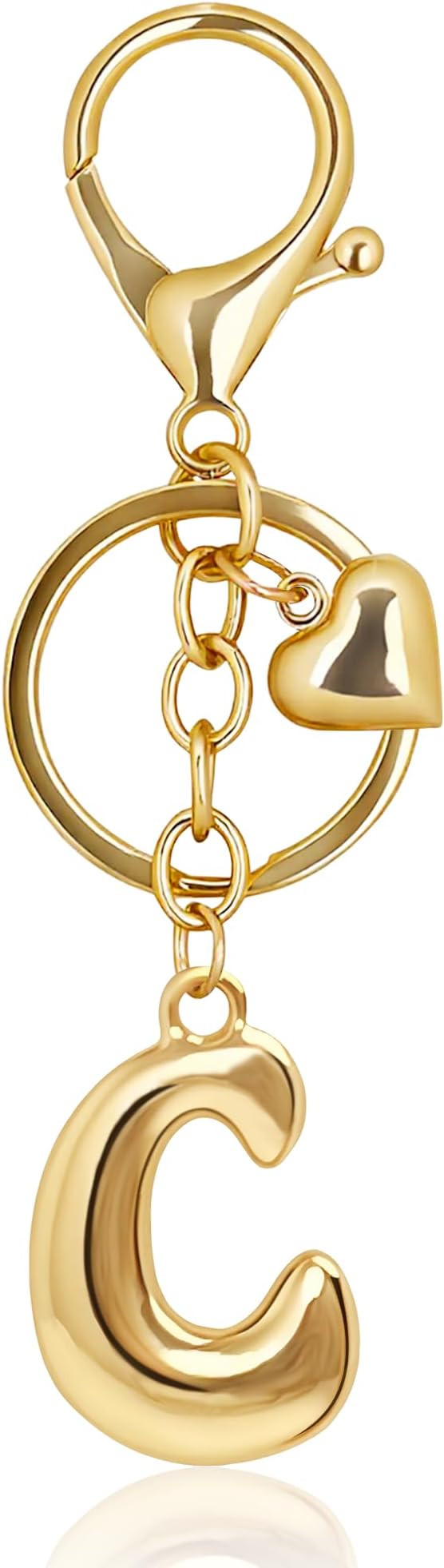 Gold Bubble Heart, Cherry, Bow & More Designs Letter Initial Keychain Bag Charms – Cute Purse Charms for Handbags