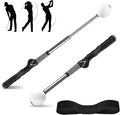 Retractable Golf Swing Trainer with Click Sound & Posture Correction Arm Band, Golf Grip Trainer for Right-Handed, Indoor & Outdoor Training Aid for Beginners to Pros