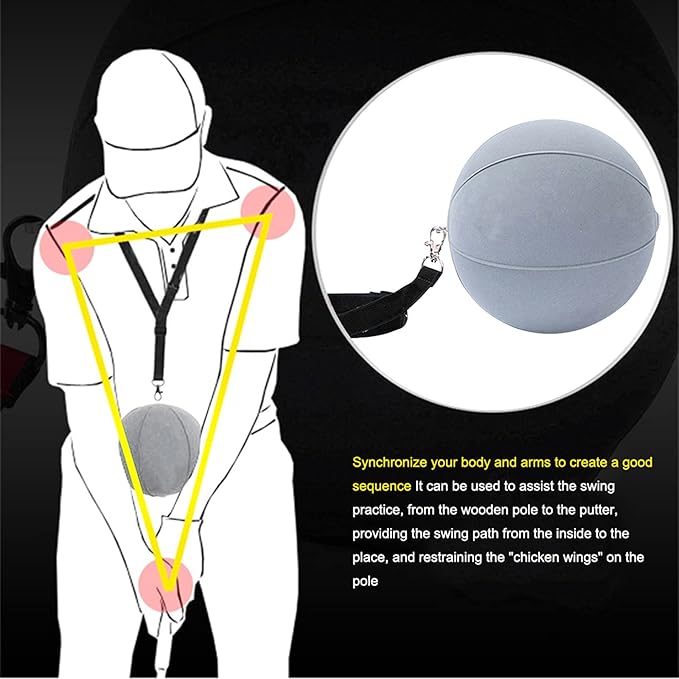 Amy Sport Golf Swing Training Aid Wrist Hinge Adjustable Arm Band with Hanger Smartball Connection Band for Correction, Men Women Ball Between Arms Practice Tool