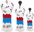 Montela Golf Club Covers Ice Cream Golf Driver Cover Fariway Wood Headcover Hybrid Covers 3 Wood Headcover Golf Head Cover for Odyssey Scotty Cameron Taylormade