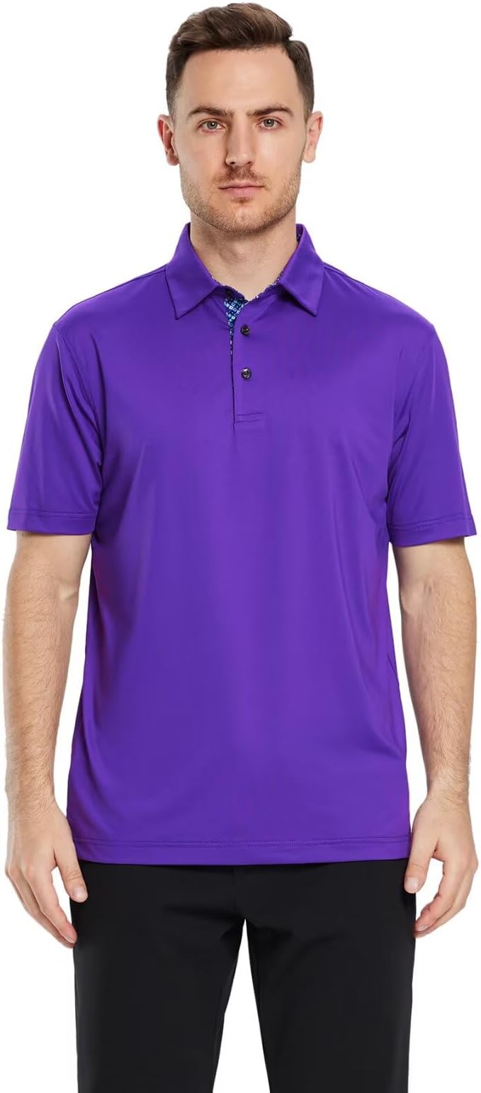 Mens Polo Shirts Short and Long Sleeve Casual Solid Stylish Dry Fit Performance Designed Collared Golf Polo Shirts for Men