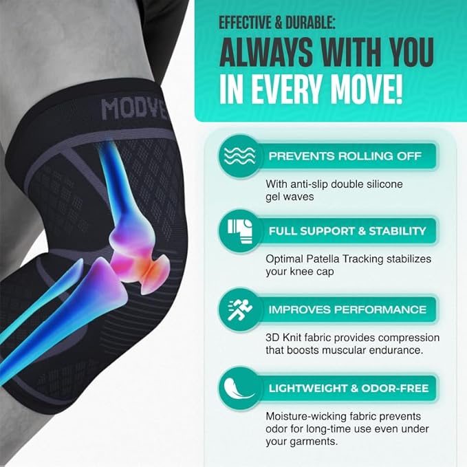 Modvel 2 Pack Elbow Brace - Golfer's Elbow Compression Sleeve Support for Joint Pain Relief, Recovery, Tendonitis Braces, Tennis Elbows Brace For Men & Women, Workout & Weightlifting Arm Wrap