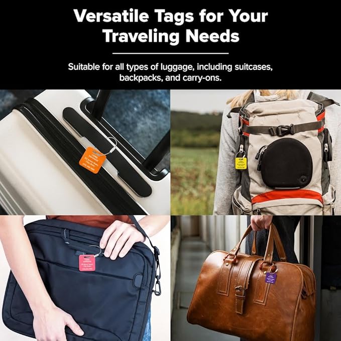 Custom Luggage Tags, Personalized Name Address for Suitcases,Backpack, Handbag, Travel Equipment Tag, 2x2 Inches, Acrylic Heavy Duty Made in The USA by My Sign Center-Orange