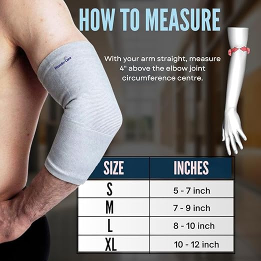 Wonder Care Bamboo Elbow Support Compression Sleeve for Tennis, Golf Elbow, Joint Pain Relief, White, Pack of 2 (Medium)