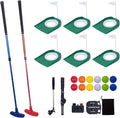 Mini Putting Golf Practice Set–Adjustable Putters, 6Flagged Holes, 12Practice Balls, Extendable Ball Retriever&Portable Storage Bags for Indoor and Outdoor Play