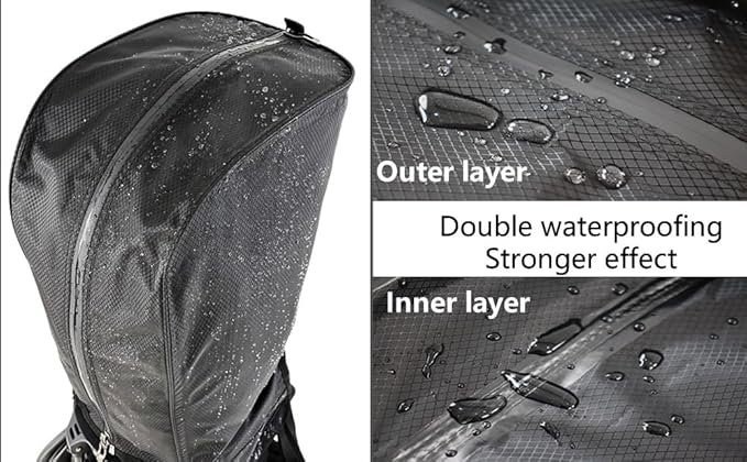 BOYEA & SKULLEAP Golf Bag Cover rain Cover/Hood Nylon Waterproof dust Cover Fits Most Golf cartBags Easy to use Collapsible and removabl Golf Accessory Gifts (Waterproof Nylon, Large)