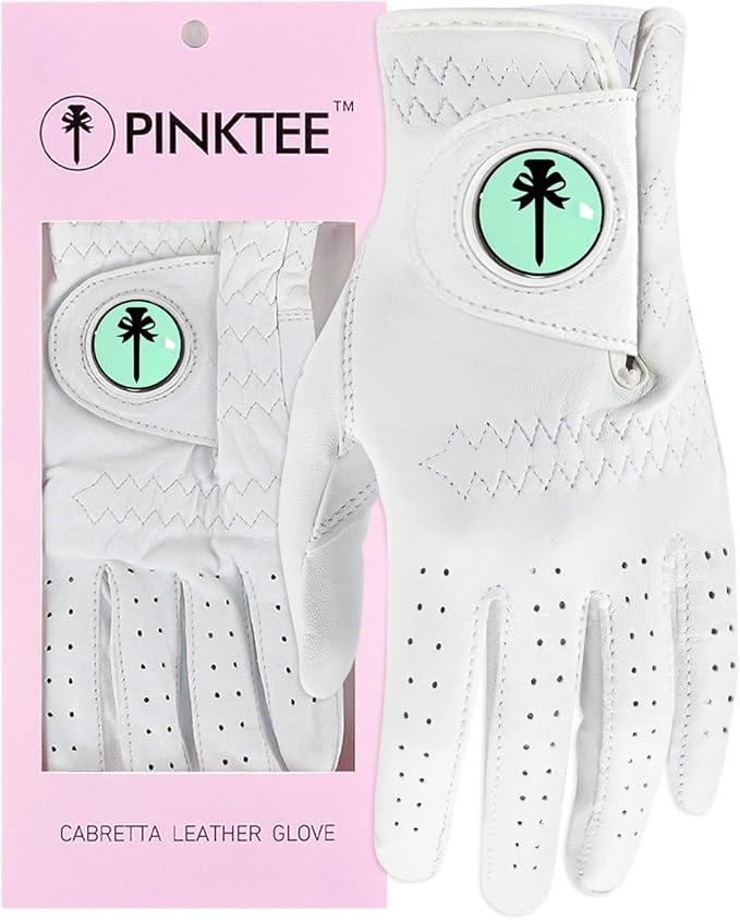 Swig Sip Womens Cabretta Leather Golf Glove Left Hand All-Weather Breathable Design with Ball Marker Ladies Golf Gloves for Training & Golfing