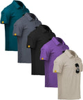 ZITY 5 Pack Mens Polo Shirt Short Sleeve Sports Golf Tennis T-Shirt Moisture-Wicking Summer Shirts