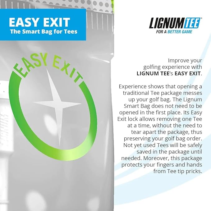 LIGNUM Tee - Classic Golf Tees - Sports Golf Tees - Anti Spin Head, Bio-Based Micro Wood, 50x Durable