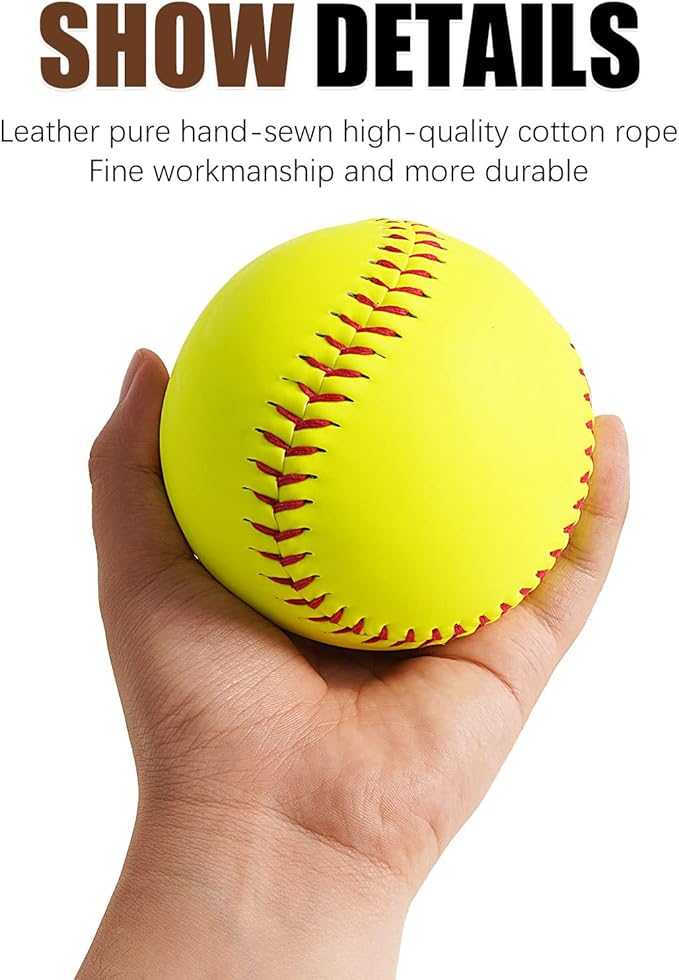 Practice Softballs - 12 Inch Fastpitch Softballs, Official Size and Weight，Soft Toss, Batting, Fielding, Hitting, Pitching