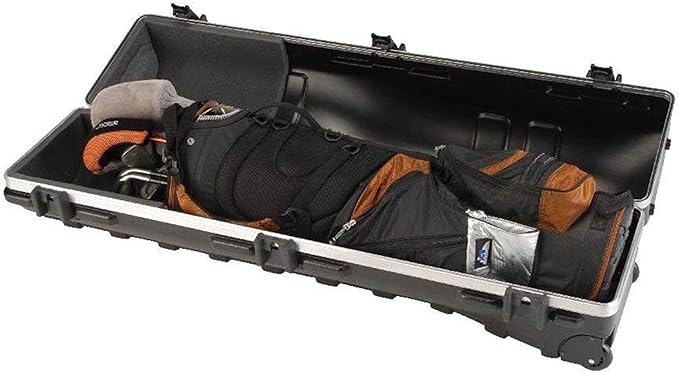 SKB Staff ATA Hard Shell Plastic Golf Travel Case for Cart Bags with Wheels - Heavy-Duty Rolling Club and Driver Carrier for Airline Transport, Impact-Resistant with TSA Locking Latches