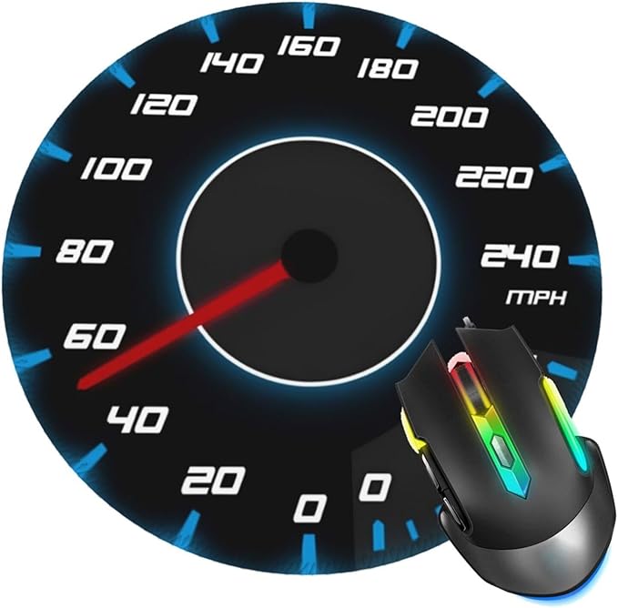 Racing Car Mouse Pad, Speedometer Mouse Pads for Desk, Stitched Edge Mousepad with Non-Slip Rubber Base, Gaming Mouse Mat for Computer Laptop Home Office