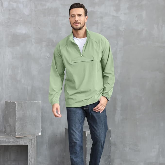 Opomelo Men's Athletic Quarter Zip Pullover Golf Hiking Running Lightweight Jacket Workout Sweatshirt With Pocket