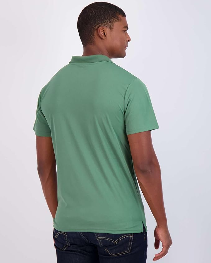 Real Essentials 3 Pack: Men's Quick-Dry Short Sleeve Athletic Performance Polo Shirt (Available in Big & Tall)