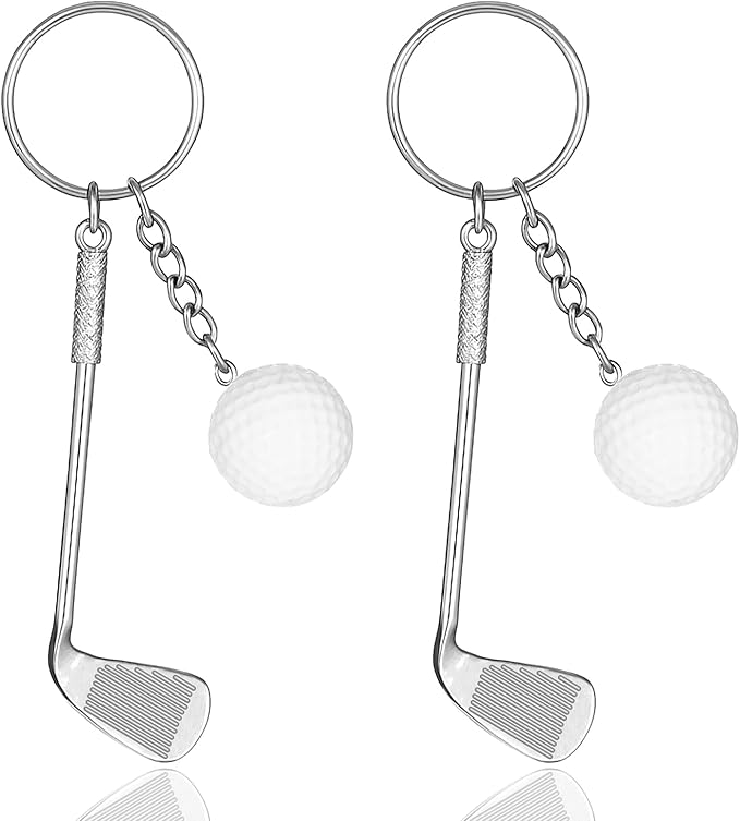 2 PCS Golf Club Keychain, Mini Alloy Golf Keychain Golf Gifts Keychains for Men Women Golfers Golf Ball Keychains Backpack Decorations Birthday Christmas Gifts for Family Sports Golf Lovers
