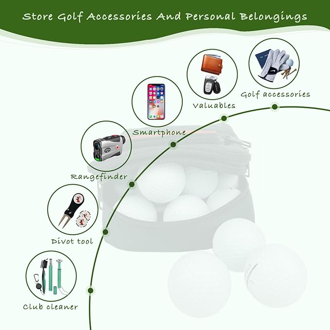 Golf Pouch Accessory Organizer, Portable Golf Valuables Bag, Zippered Multi-Pocket Storage Bag, Can Store Small Tools Such As Balls, Tees, And Rangefinder (Red Trim)