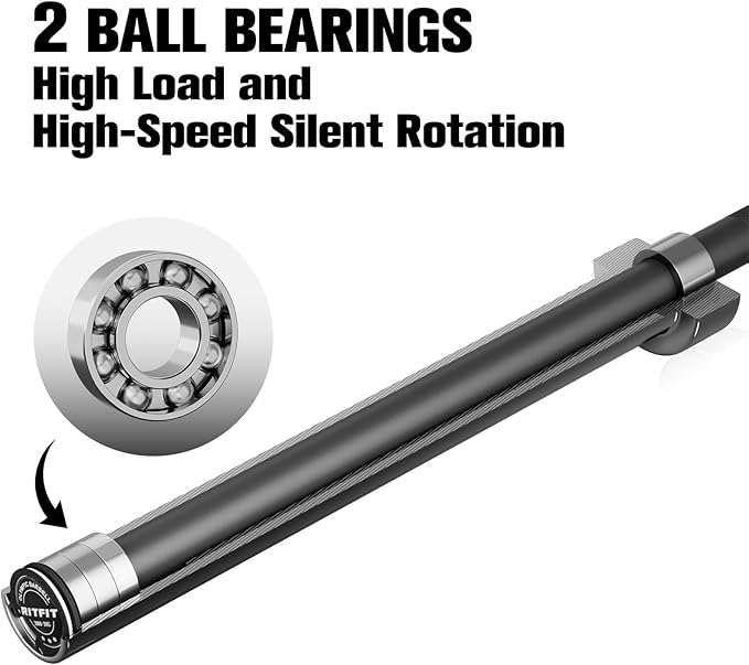 RITFIT 7FT Olympic Barbell for Strength and Weightlifting Training - 2 Inch Olympic Bar for Squat, Deadlift, Bench Press, Curl, Overhead Press - 500lbs/1000lbs/1500lbs Capacity