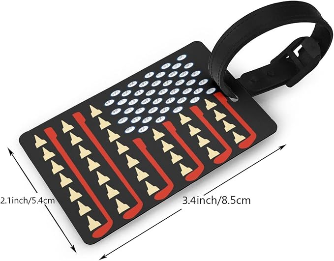 Golf American Flag Luggage Tag Suitcase Identify Labels Personalized Travel Bag Tag 2.5X4.1Inch