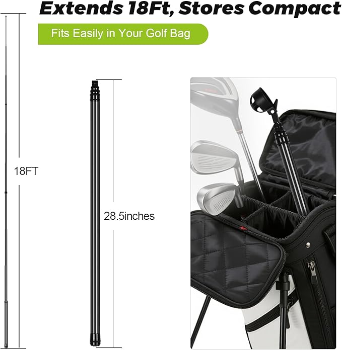 Golf Ball Retriever Telescopic, Carbon Fiber Golf Ball Picker Upper for Water, Lightweight & Durable Golf Ball Grabber with 2 Claw Sucker Tool, Golf Accessories Gifts for Men Women