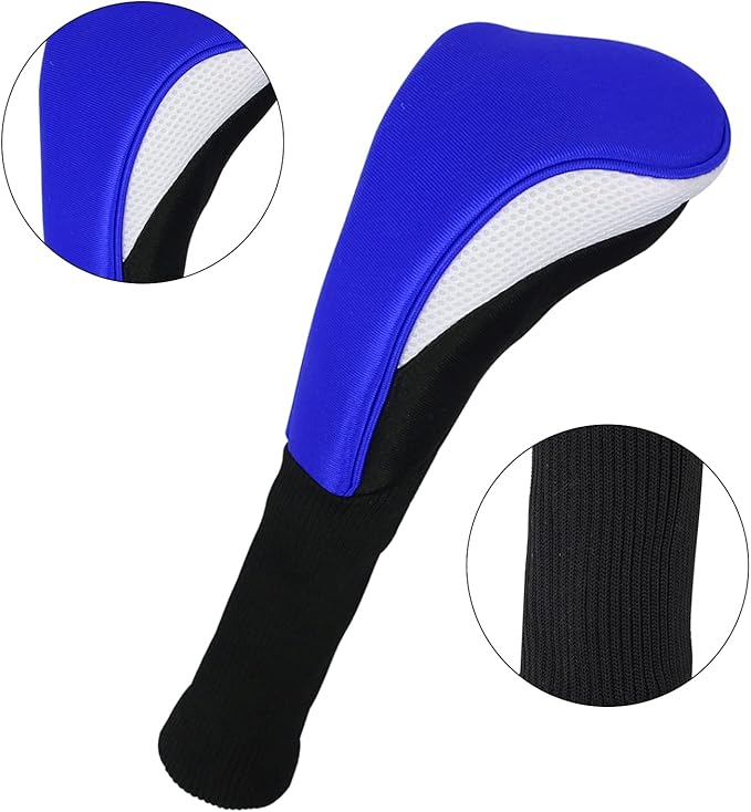 Black Golf Club Head Cover for Driver Fairway 3 Pcs Woods Headcovers, Golf Accessories Hybrid Head Covers Set with Interchangeable Tags 3 4 5 7 X