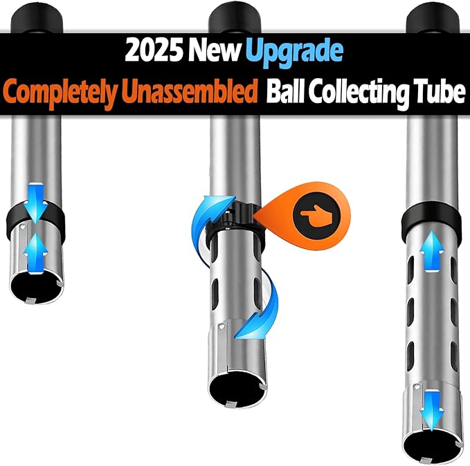 Golf Ball Retriever Tube, Adjustable Telescopic Aluminum Alloy Ball Picker, Lightweight Collector Device with Storage Bag, Portable Ball Gathering Tool for Men Women