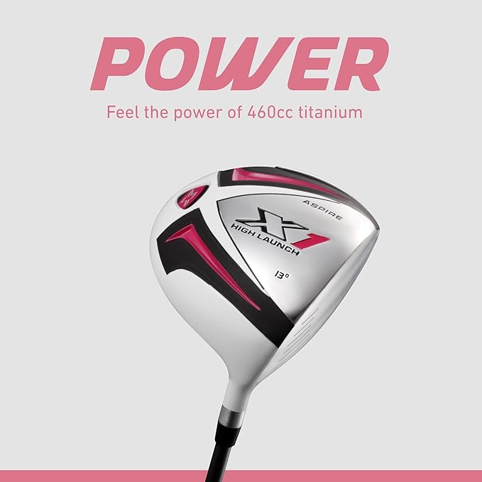 Aspire X1 Women’s Golf Clubs Set – 15 Piece Golf Club Package with Titanium Alloy Driver, Fairway Wood, 6pw Irons, Putter, Lightweight Stand Bag & Headcovers – Right Handed Petite & Regular Sizes