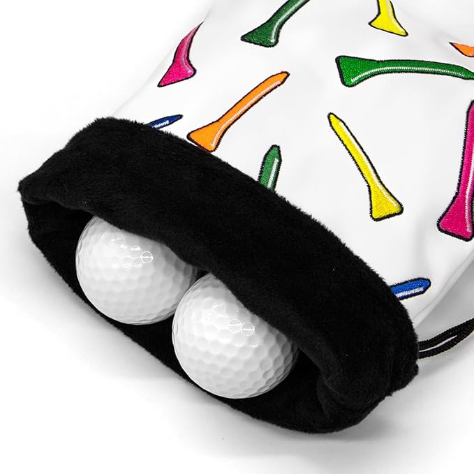 montela golf Valuables Pouch,Golf Bag Pouch with Drawstrings Golf Tee Bag Leather Golf Tee Pouchs for Men Women (Colorful Tee)