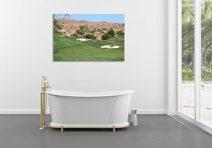 Canyons Golf Desert Wall Art for Living Room Bedroom Bathroom Hoem Decorations Golf Course Picture Poster Framed Artwork Canvas Prints Ready to Hang(12''H x 16''W)