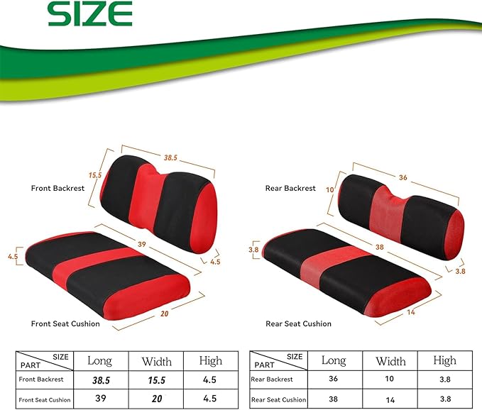 Golf Cart Front and Back Seat Covers for Club Car Precedent 4 Passenger Models,Breathable Washable Polyester Mesh Seat Cover Red