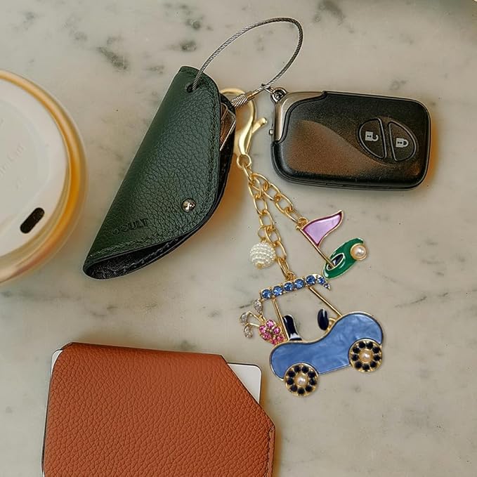 Madison Tyler Western Cowboy Boots Cherry Bow Bubble Tea Strawberry Cute Keychain | Bag Charms for Handbags Purse Charms