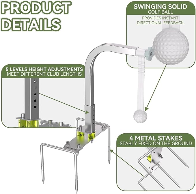 Golf Swing Trainer, Portable Golf Training Aid, Durable Golf Practice Equipment With 5 Adjustable Height, Indoor Outdoor Golf training equipment Accessories, Golf Gifts for Men women Golf lovers