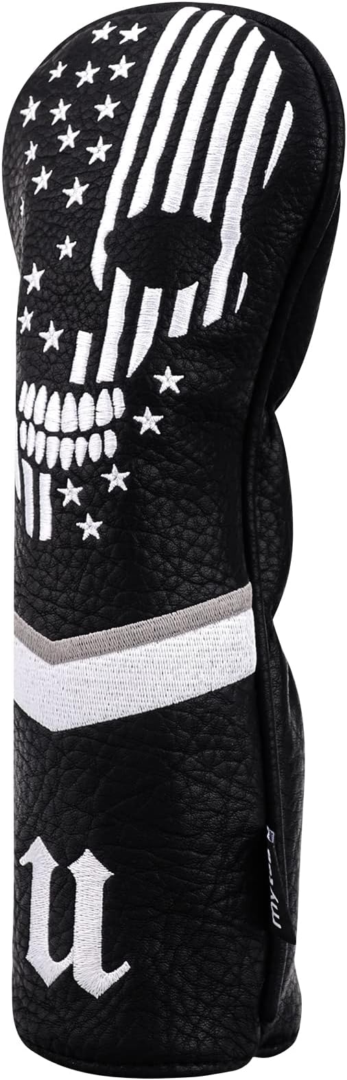 mytag Skull Skeleton Golf Head Covers Black Synthetic Leather Golf Headcovers Set Fits Driver Fairway Wood Hybrid/Utility Putter Iron Wedge Headcover