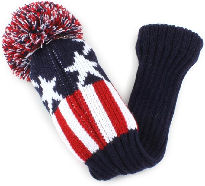 Craftsman Golf Knit Pom Pom 3pcs Headcover Set Vintange Sock Covers for Driver and Woods