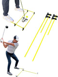 Golf Alignment Guide Sticks – Adjustable Golf Swing & Putting Trainer Aid | Fix Slice, Improve Posture, Ball Position, & Over-The-Top Swing | Indoor/Outdoor Use