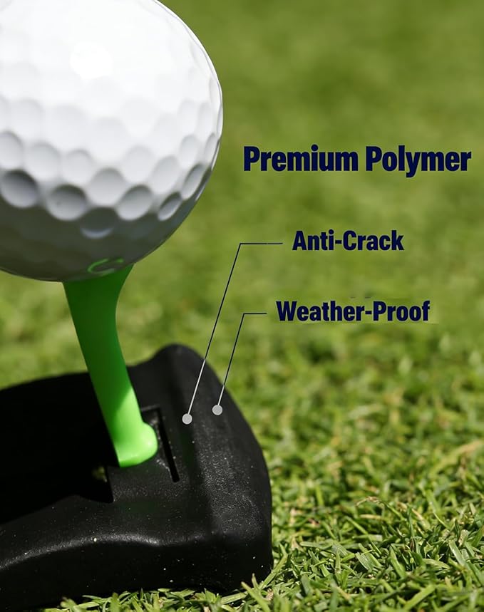 Hinged Turf Base V3 - Golf Turf Tee for Artificial Turf-Includes Pre-Cut Tee Variety Packs, with Five Replacement Ball Nails, 10-Second Quick Ball Setup, Complete Tee System for Every Club