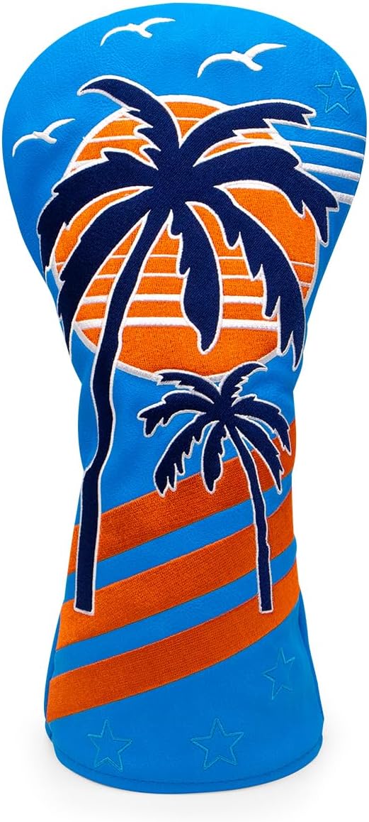 Montela Golf Club Covers Summer Coconut Tree Golf Putter Cover Driver Cover Fariway Wood Headcover Hybrid Covers Mallet Putter Headcover Blade Golf Headcover for Most Brand