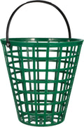 VANZACK Plastic Golf Ball Basket, Golfball Container Ball Bucket with Handle, Holds 100 Balls, for Summer Golf Ball Storage Practice Accessories, Green