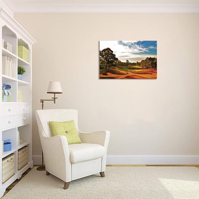 Tobacco Road Golf Course Wall Art for Living Room Bedroom Bathroom Home Decoration North Carolina Golf Course Picture Poster Framed Artwork Golf Canvas Prints Ready to Hang(24''H x 36''W)