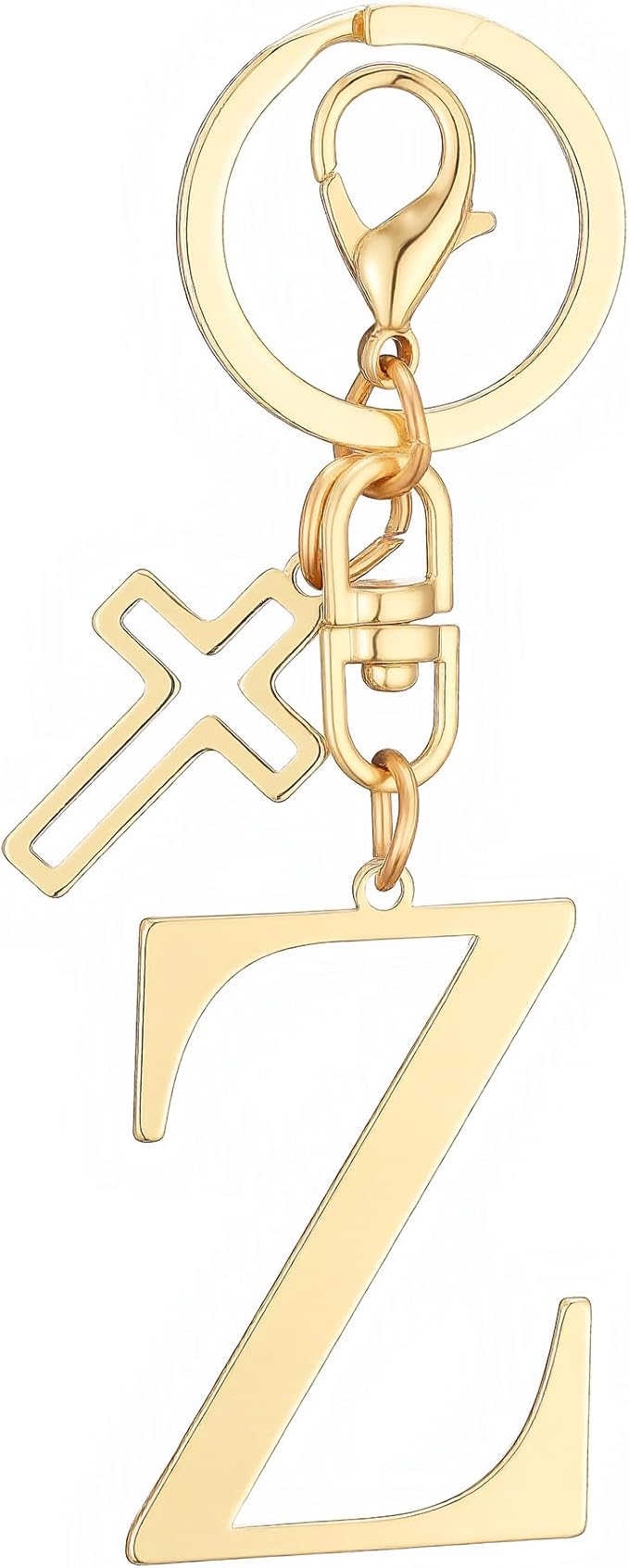 Gold Initial Keychain for Women A-Z Letter Cross Keychains Alphabet Key Chain bag Accessories Gift for Christian