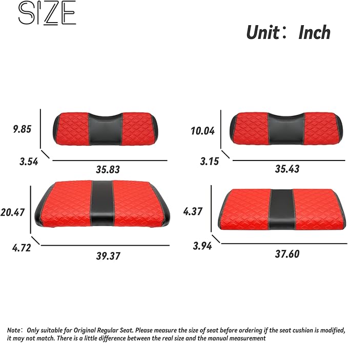 Golf Cart Front and Rear Seat Covers Waterproof and Sun Resistant Marine Grade Vinyl Leather Seat Cover Accessories for EZGO TXT 1994-2013,Red(4PCS)