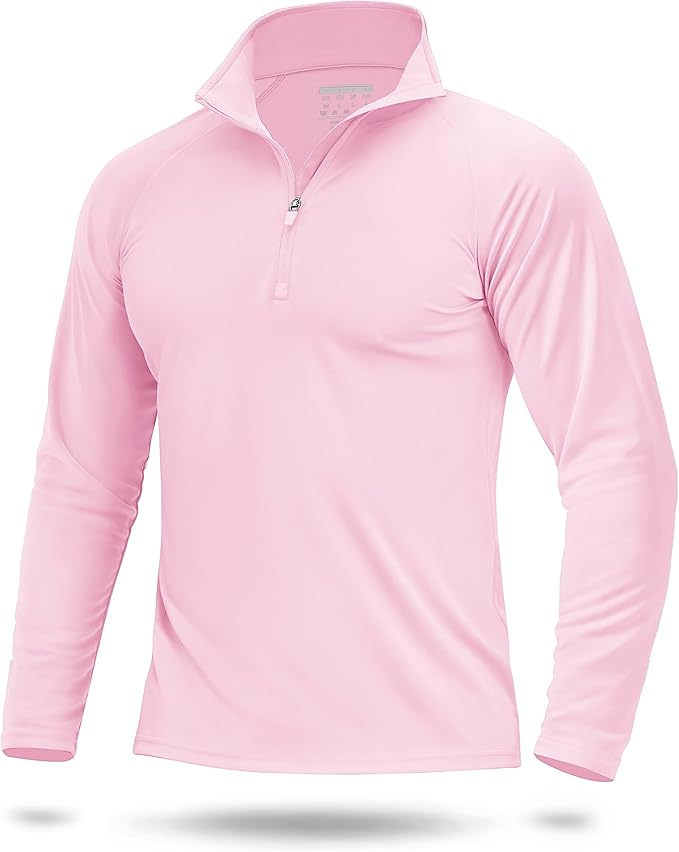 Boladeci Men's UPF 50+ Sun Shirts 1/4 Zip Long Sleeve SPF UV Protection Lightweight Quick Dry Quarter Zip Golf Shirts