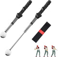 welspo Retractable Golf Swing Trainer Aid with Arm Band, Rhythm Click Sound, Warm-Up and Grip Trainer, Right-Handed Golf Club for Improve Chipping and Hitting Strength