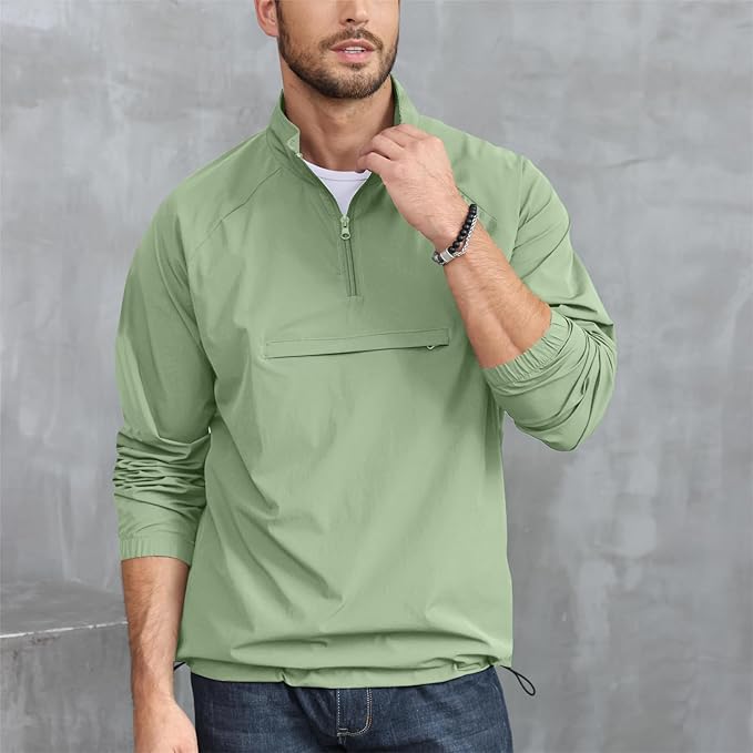 Opomelo Men's Athletic Quarter Zip Pullover Golf Hiking Running Lightweight Jacket Workout Sweatshirt With Pocket